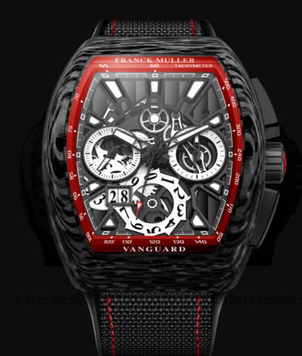 Franck Muller Vanguard Grande Date Review Replica Watch Cheap Price V 45 CC GD SQT CARBONE NR (ER) Rouge